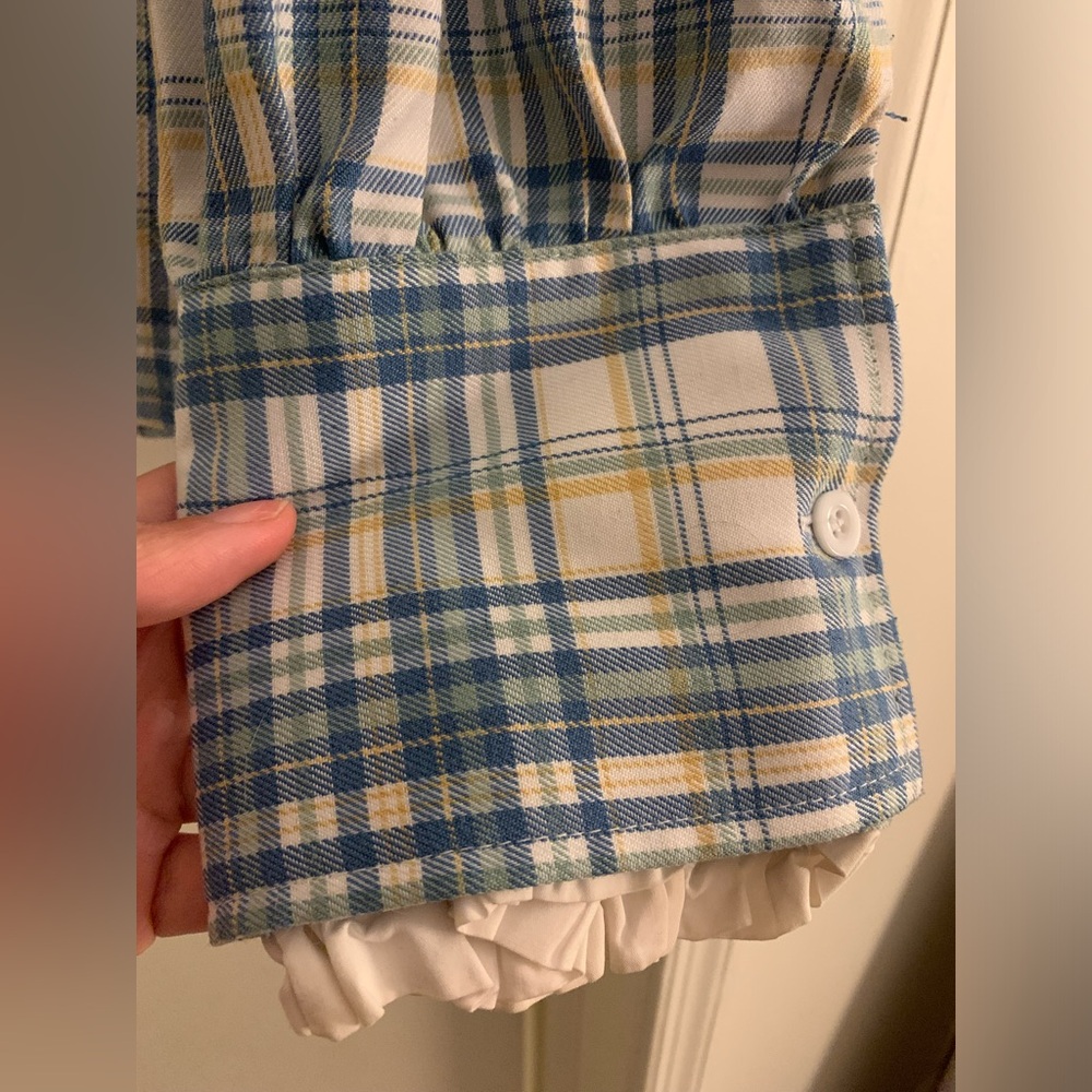 Vintage Blue and White Plaid Button Down Shirt - Picture 2 of 4